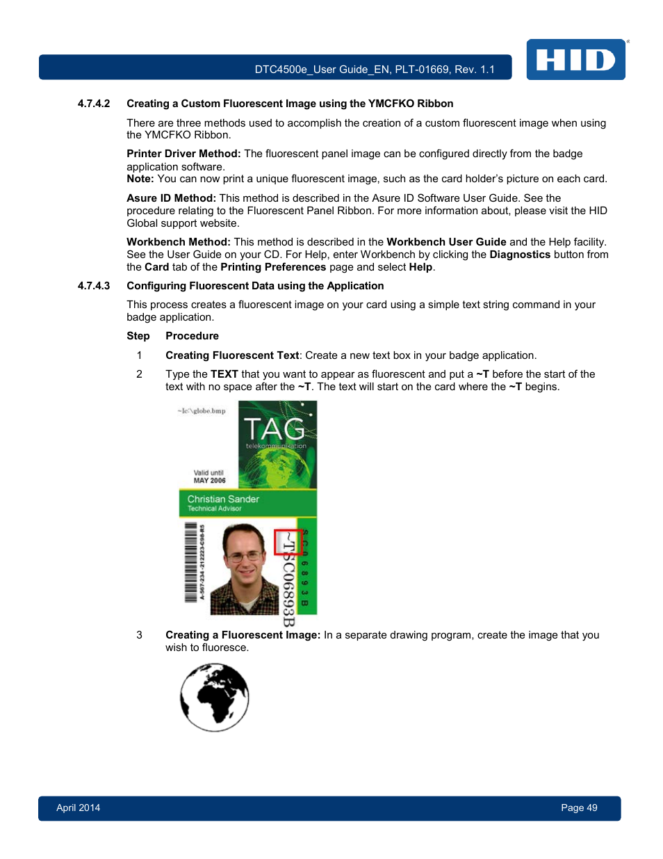 Configuring fluorescent data using the application | HID DTC4500e User Guide User Manual | Page 49 / 90