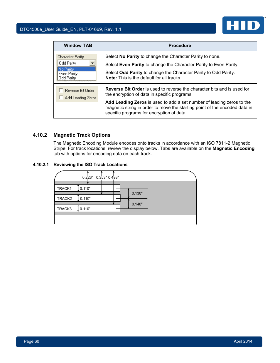 2 magnetic track options, 1 reviewing the iso track locations, Magnetic track options | Reviewing the iso track locations | HID DTC4500e User Guide User Manual | Page 60 / 90