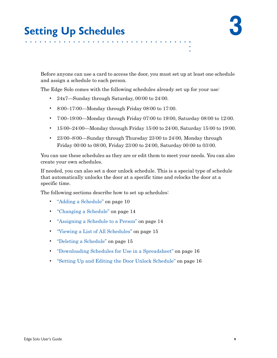 Setting up schedules | HID EDGE Solo v110 User Guide User Manual | Page 13 / 52