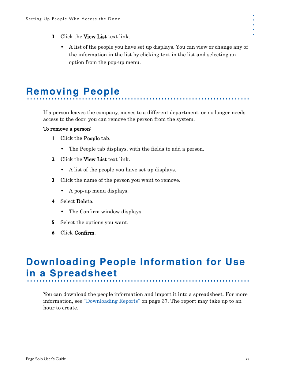 Removing people | HID EDGE Solo v110 User Guide User Manual | Page 29 / 52