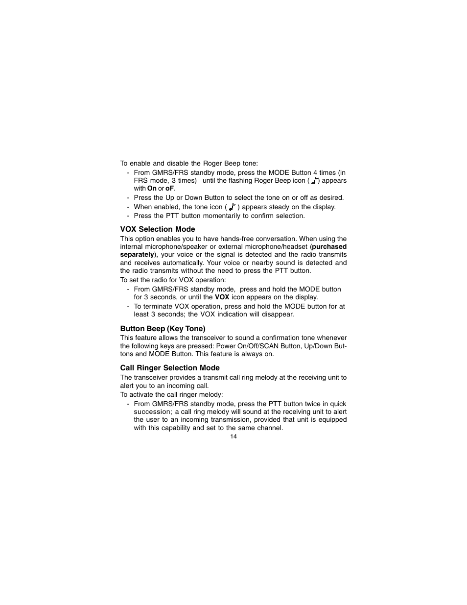 Audiovox GMRS122CH User Manual | Page 14 / 24