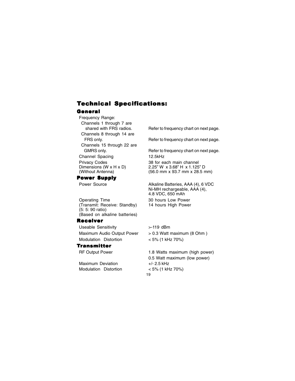 Audiovox GMRS122CH User Manual | Page 19 / 24