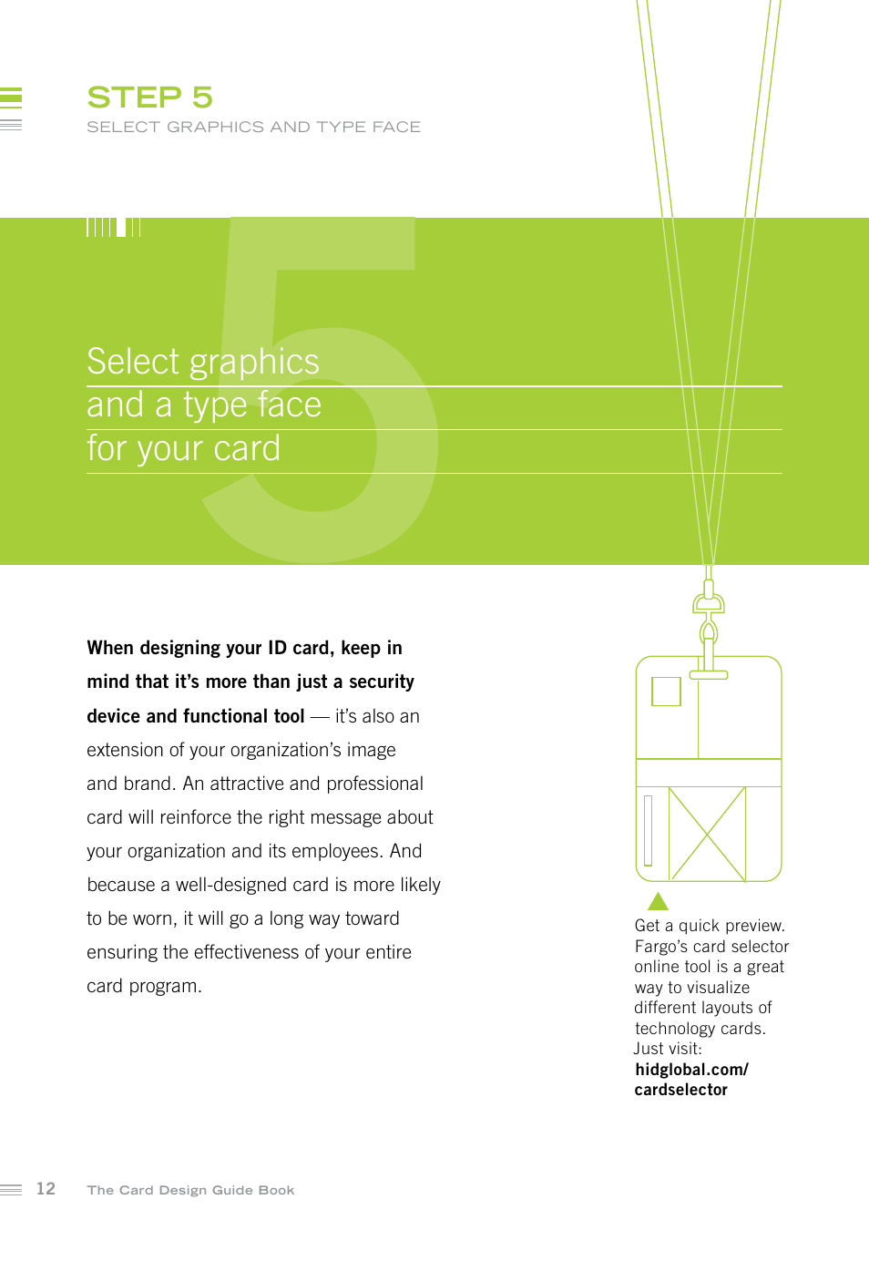 Select graphics and a type face for your card, Step 5 | HID FARGO Card Design Guide User Manual | Page 12 / 28