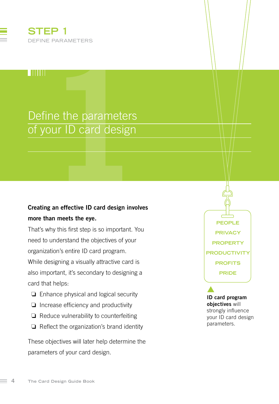 Define the parameters of your id card design, Step 1 | HID FARGO Card Design Guide User Manual | Page 4 / 28