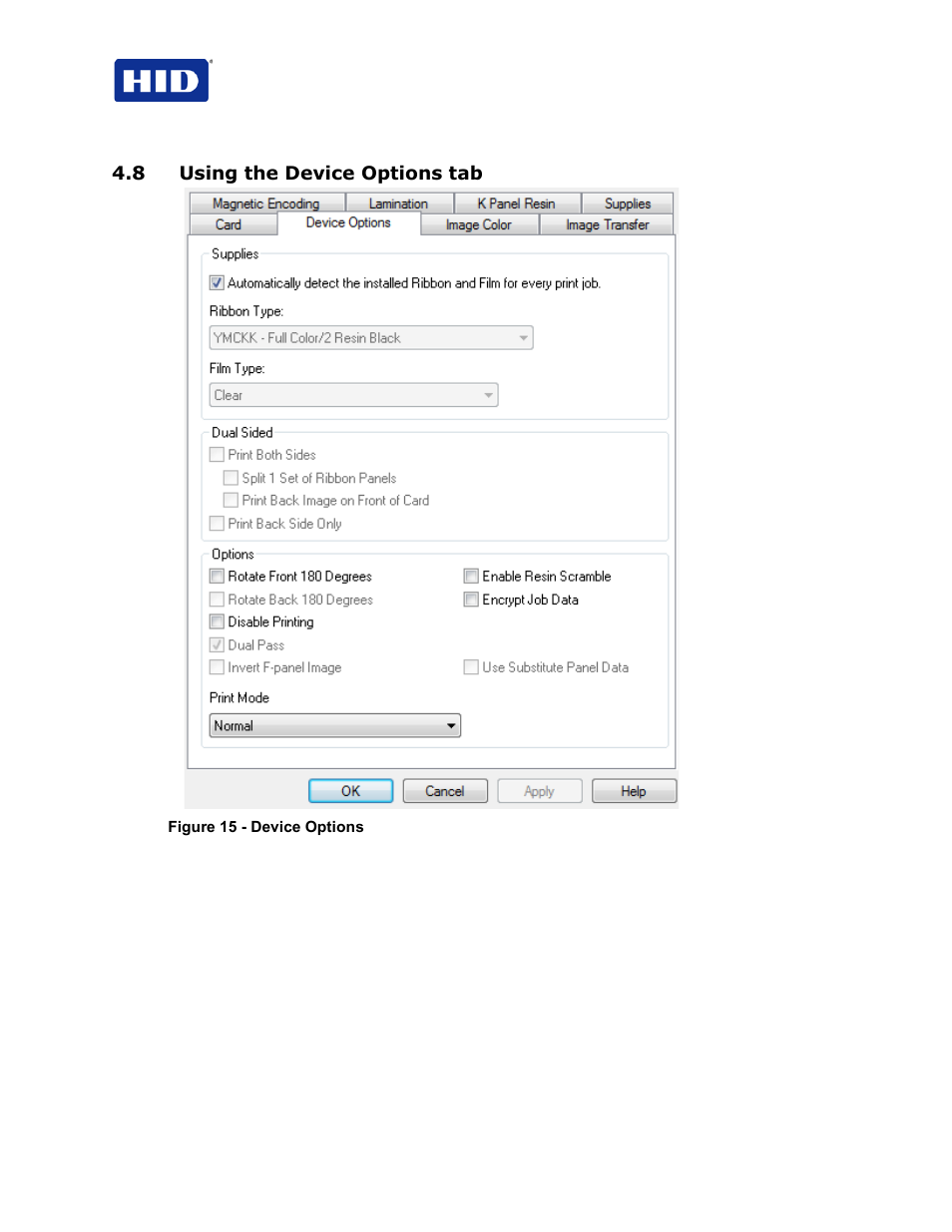 8 using the device options tab | HID FARGO HDP5000 User Guide User Manual | Page 34 / 100