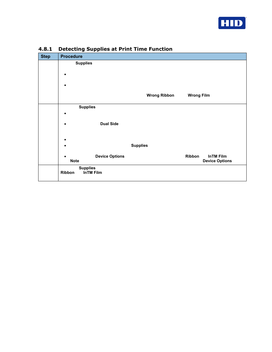 1 detecting supplies at print time function | HID FARGO HDP5000 User Guide User Manual | Page 35 / 100