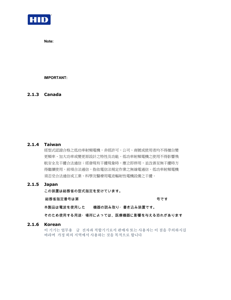 3 canada, 4 taiwan, 5 japan | 6 korean | HID FARGO HDP5000 User Guide User Manual | Page 4 / 100