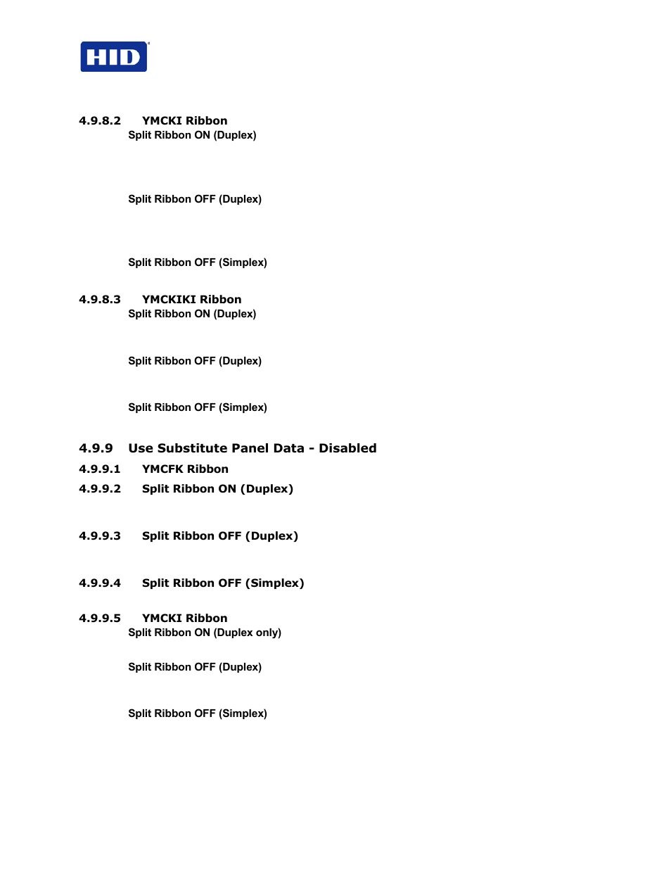 9 use substitute panel data - disabled | HID FARGO HDP5000 User Guide User Manual | Page 42 / 100