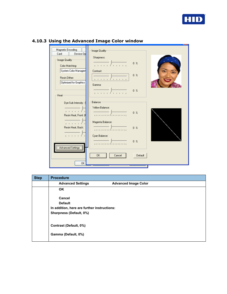 3 using the advanced image color window | HID FARGO HDP5000 User Guide User Manual | Page 45 / 100
