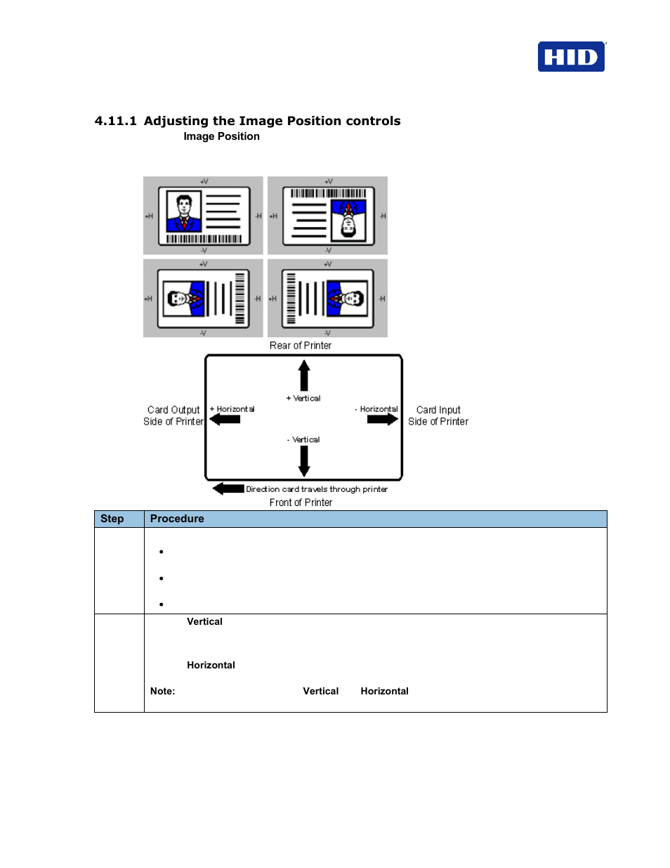 1 adjusting the image position controls | HID FARGO HDP5000 User Guide User Manual | Page 47 / 100