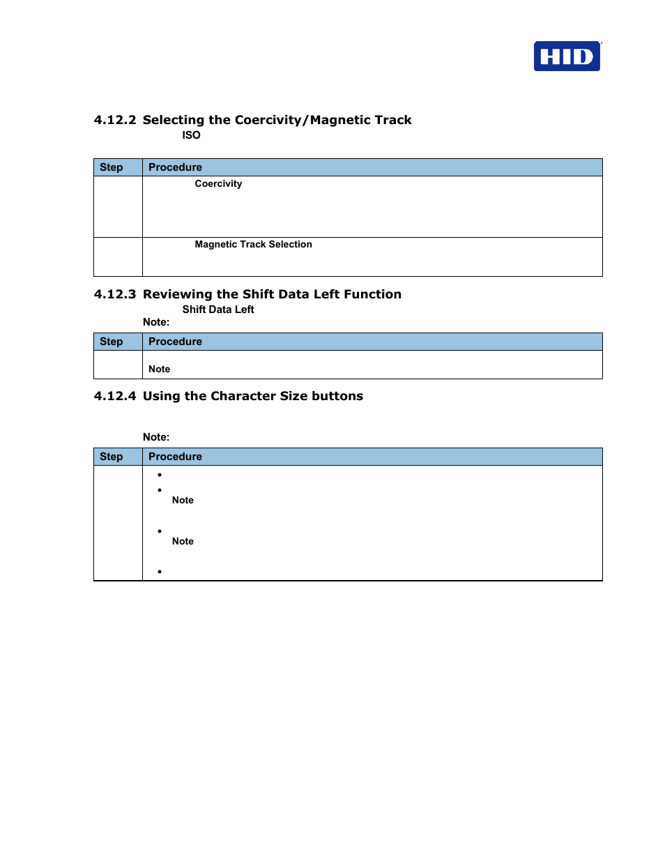 2 selecting the coercivity/magnetic track, 3 reviewing the shift data left function, 4 using the character size buttons | HID FARGO HDP5000 User Guide User Manual | Page 51 / 100
