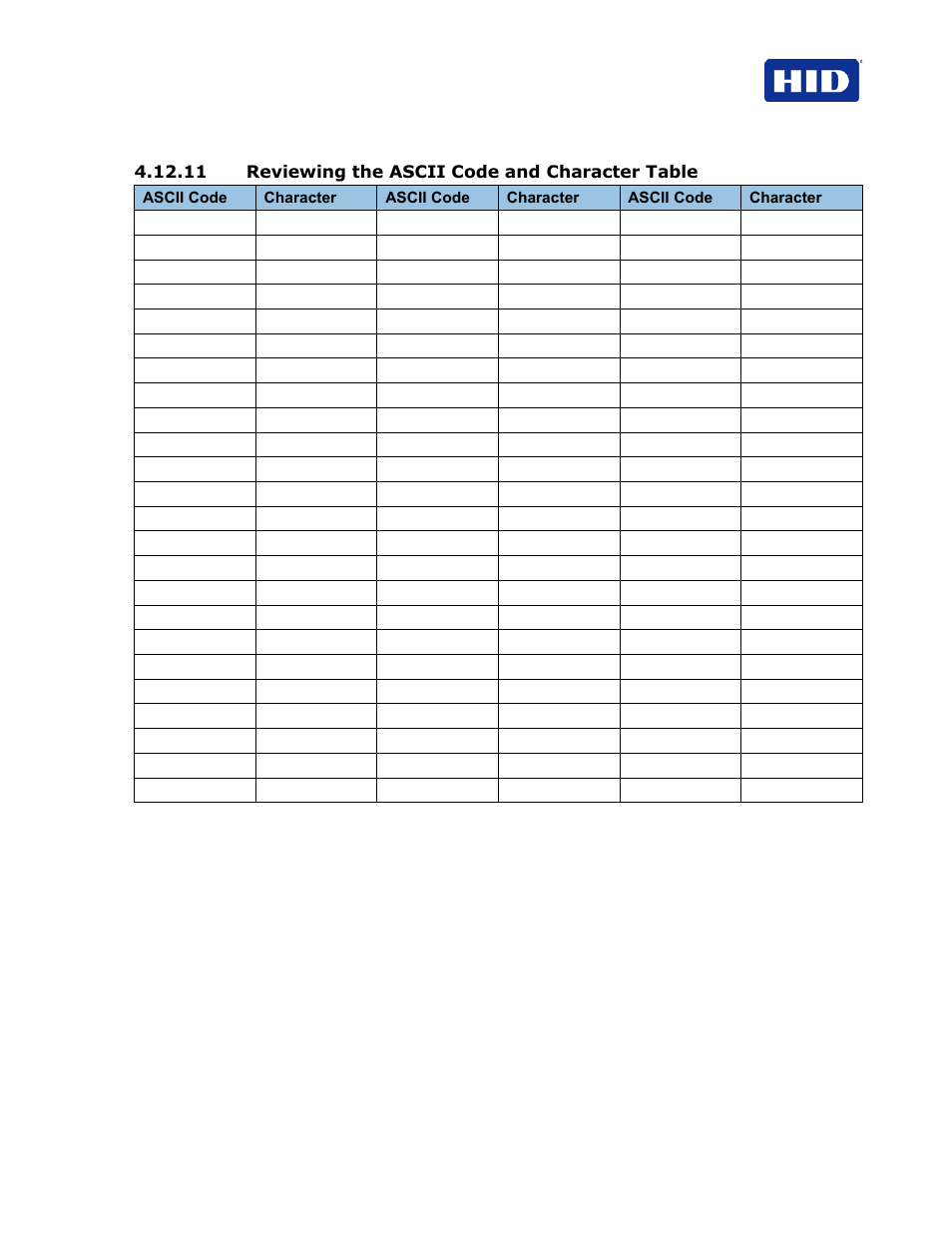 11 reviewing the ascii code and character table | HID FARGO HDP5000 User Guide User Manual | Page 55 / 100