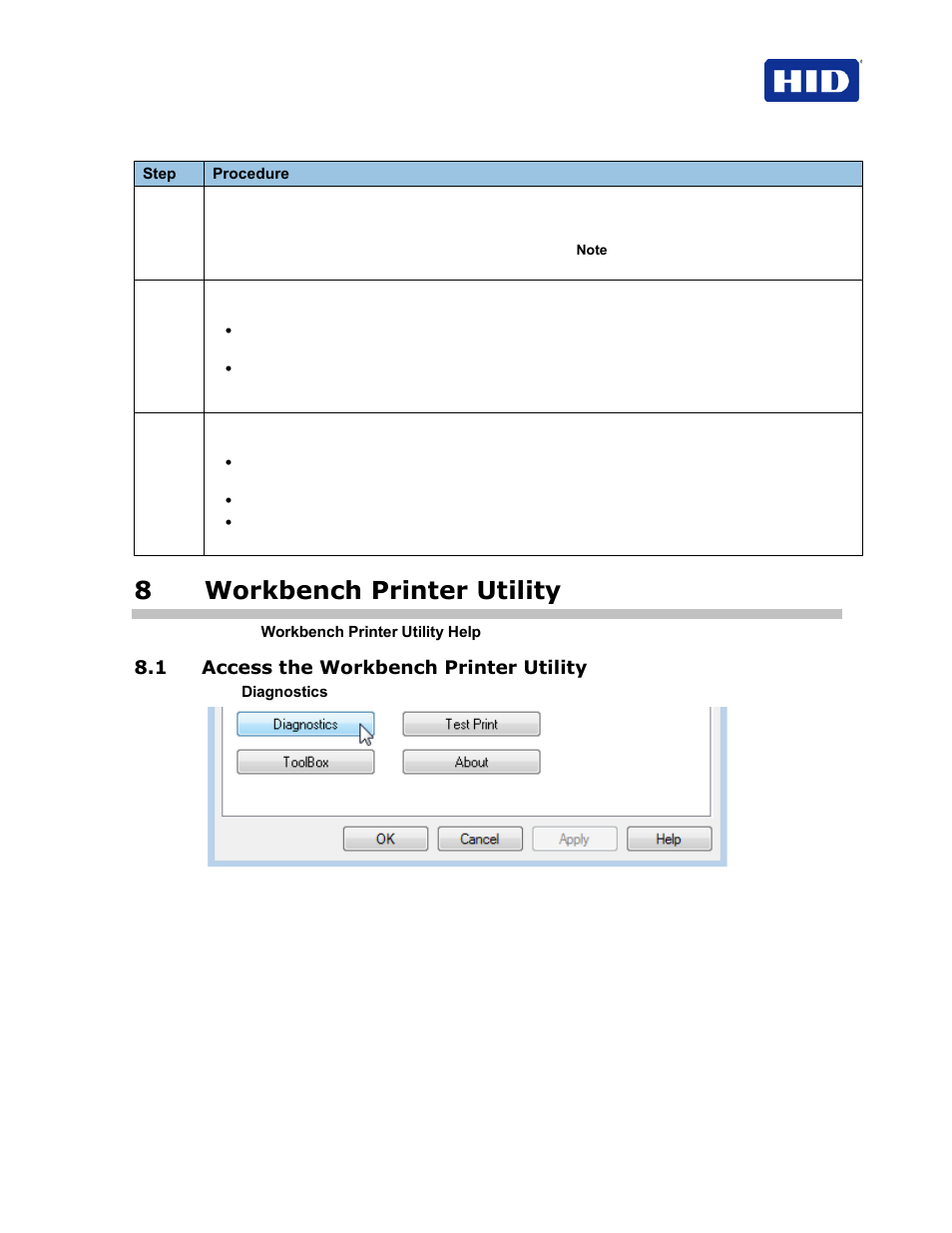 8 workbench printer utility, 1 access the workbench printer utility, 8workbench printer utility | HID FARGO HDP5000 User Guide User Manual | Page 83 / 100