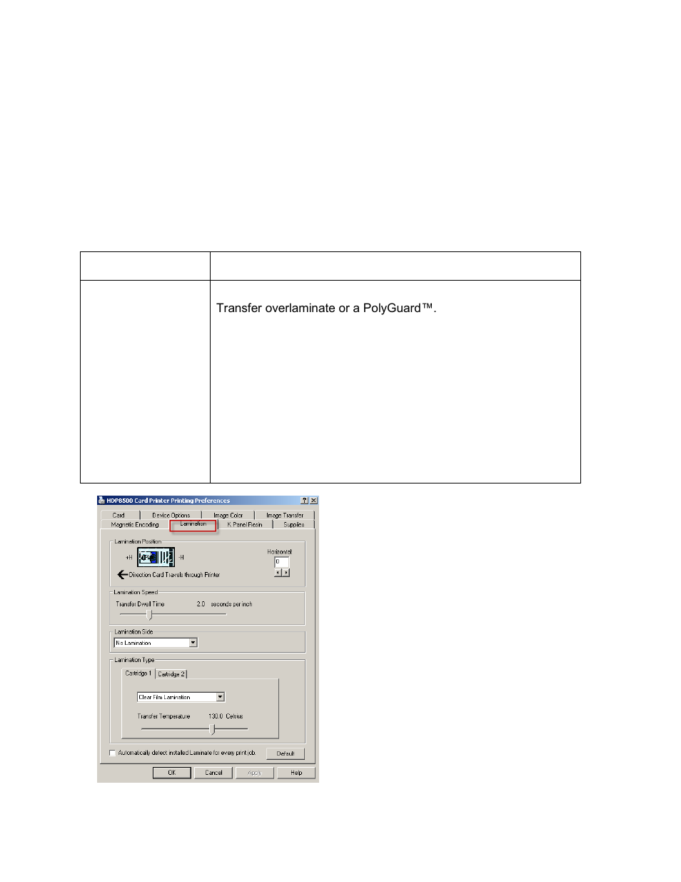 Using the lamination tab | HID FARGO HDP8500 User Guide User Manual | Page 105 / 192