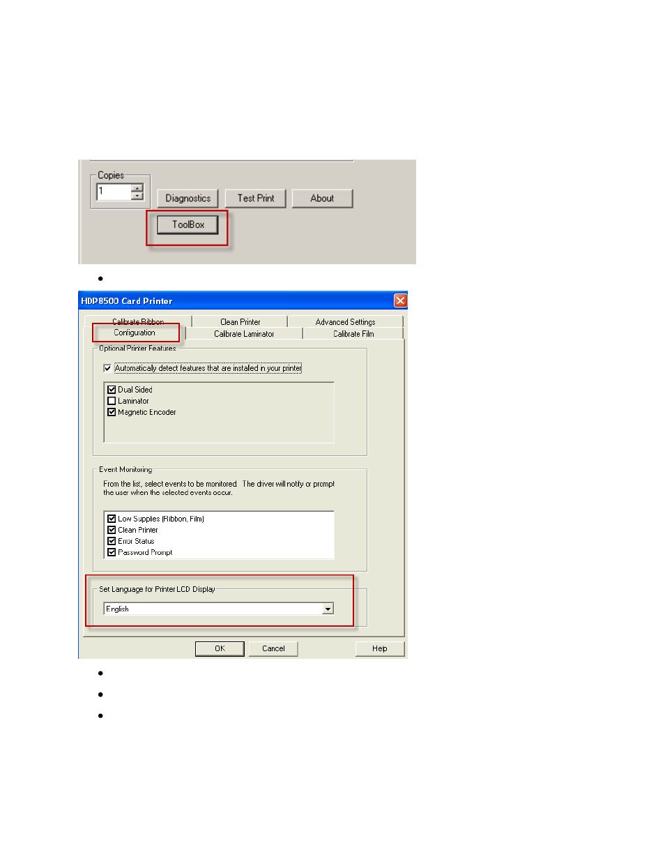 Using the driver to set the language | HID FARGO HDP8500 User Guide User Manual | Page 119 / 192