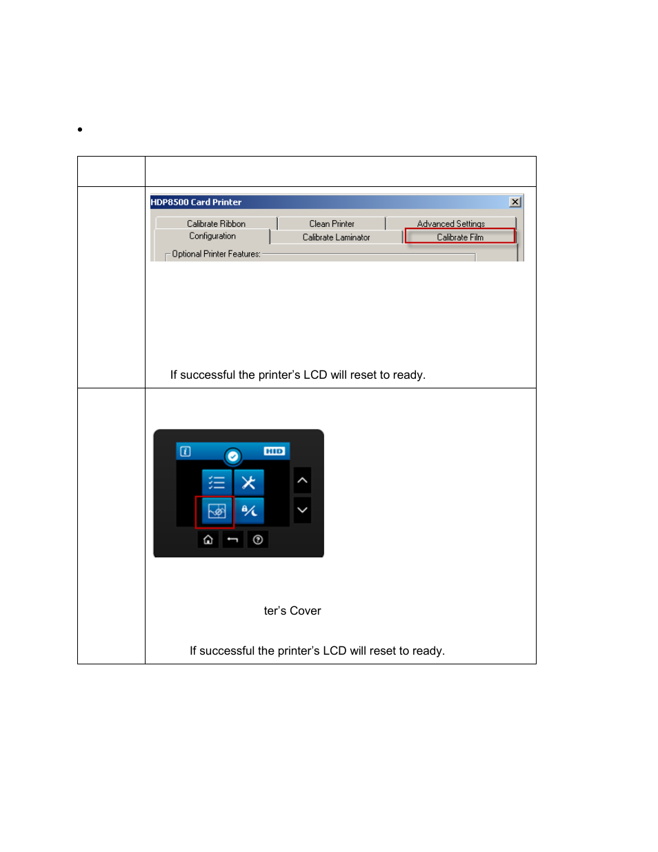 Selecting the calibrate film tab | HID FARGO HDP8500 User Guide User Manual | Page 121 / 192