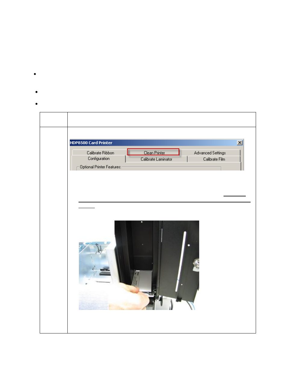 Selecting the clean printer tab | HID FARGO HDP8500 User Guide User Manual | Page 123 / 192