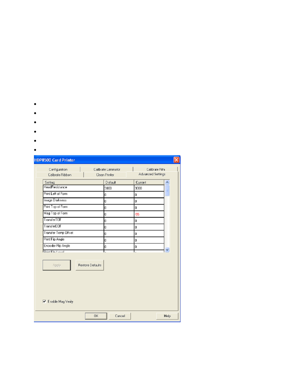 Selecting the advanced settings tab | HID FARGO HDP8500 User Guide User Manual | Page 125 / 192