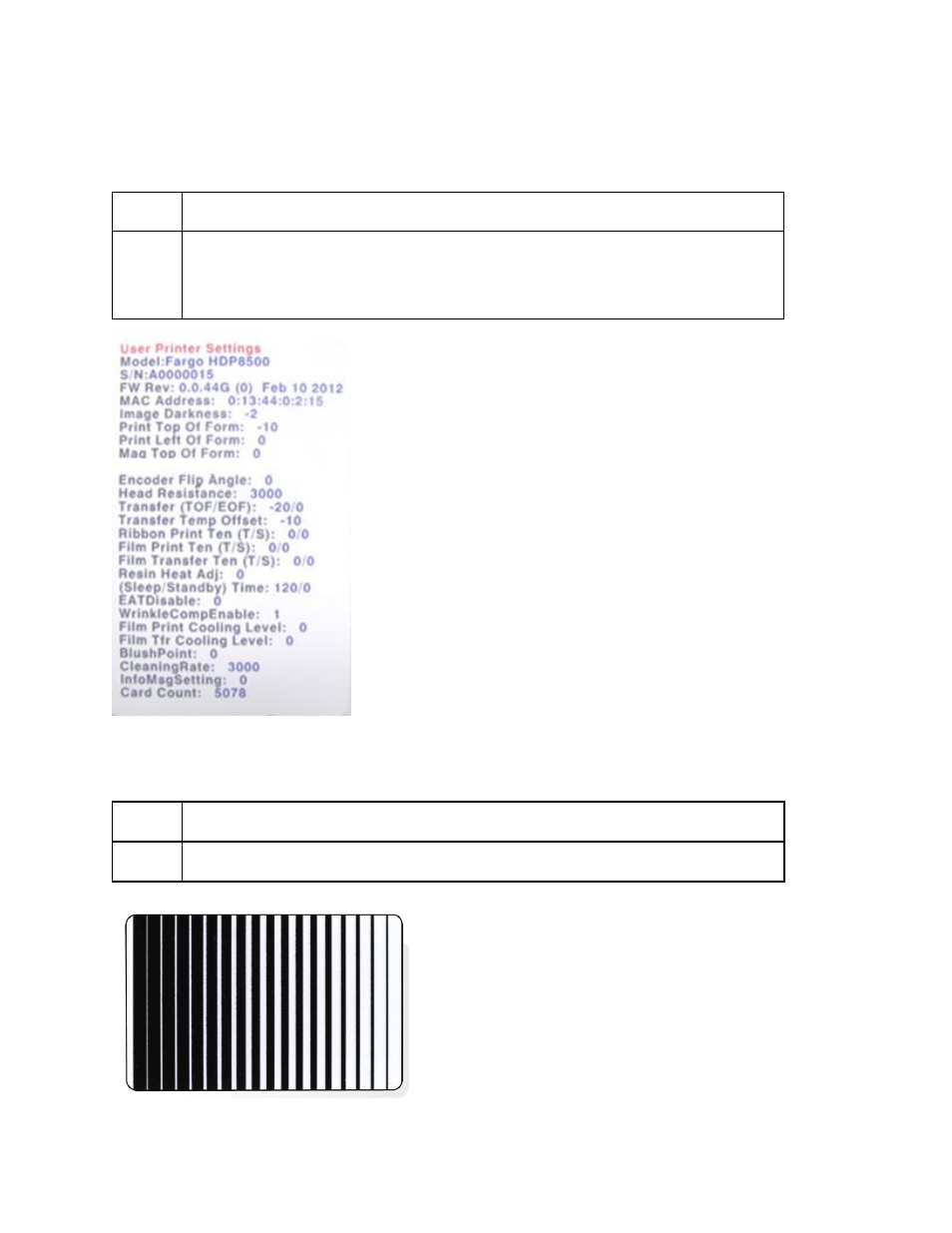 Reviewing the device settings self test, Reviewing the resin self test | HID FARGO HDP8500 User Guide User Manual | Page 187 / 192