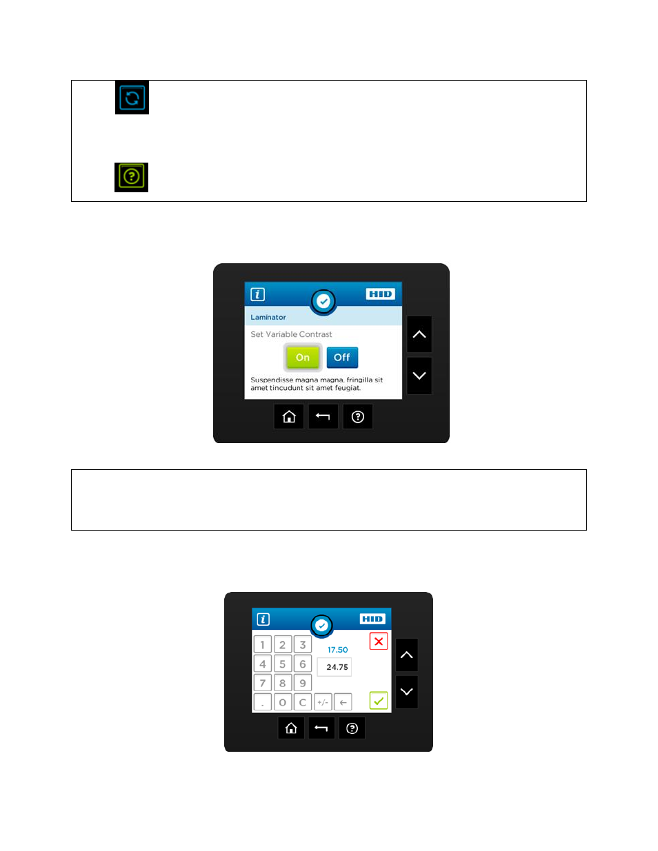 Boolean setting, Settings keypad | HID FARGO HDP8500 User Guide User Manual | Page 35 / 192