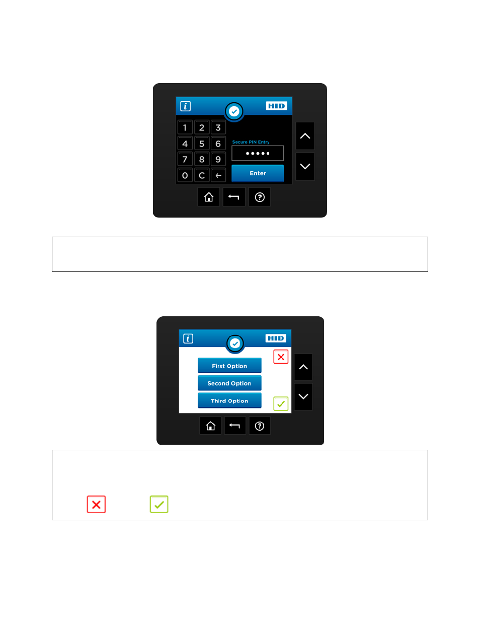 Security keypad, Text button select | HID FARGO HDP8500 User Guide User Manual | Page 37 / 192