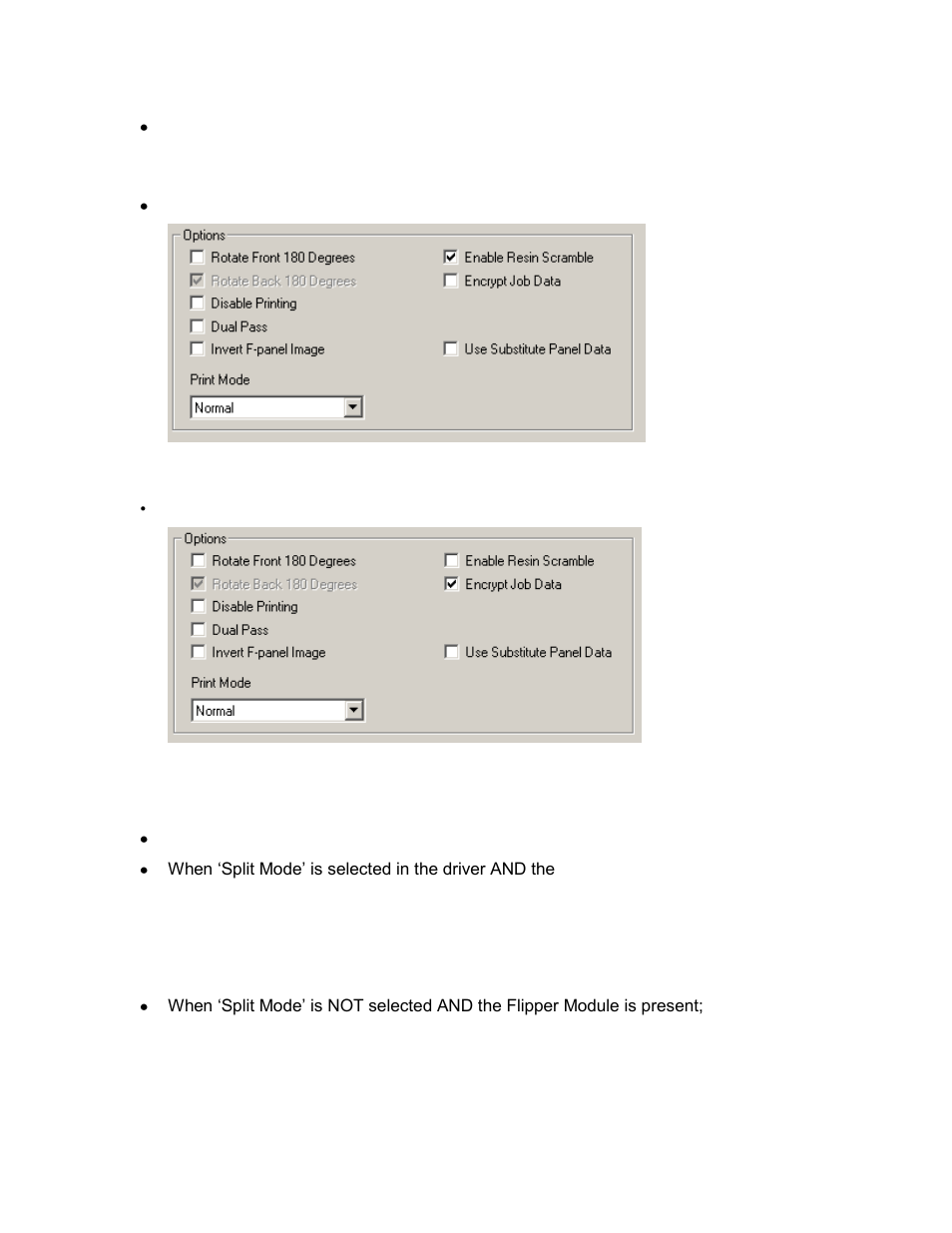 Using the encrypt job data, Using the use substitute panel data | HID FARGO HDP8500 User Guide User Manual | Page 77 / 192