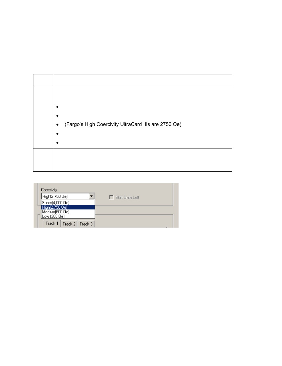 Selecting the coercivity/magnetic track | HID FARGO HDP8500 User Guide User Manual | Page 95 / 192