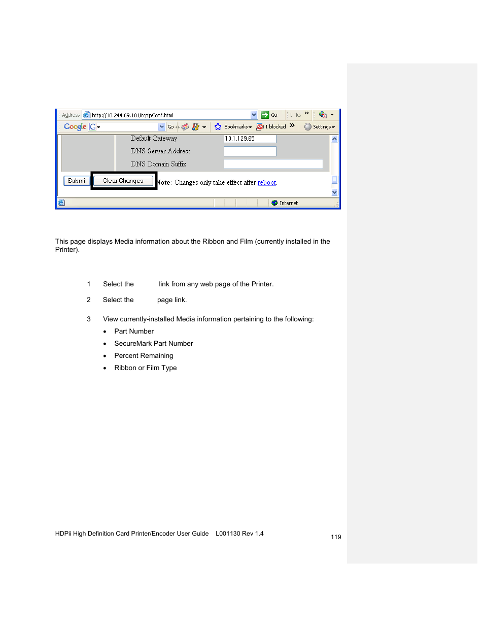 Using the media information page | HID FARGO HDPii User Guide User Manual | Page 119 / 310