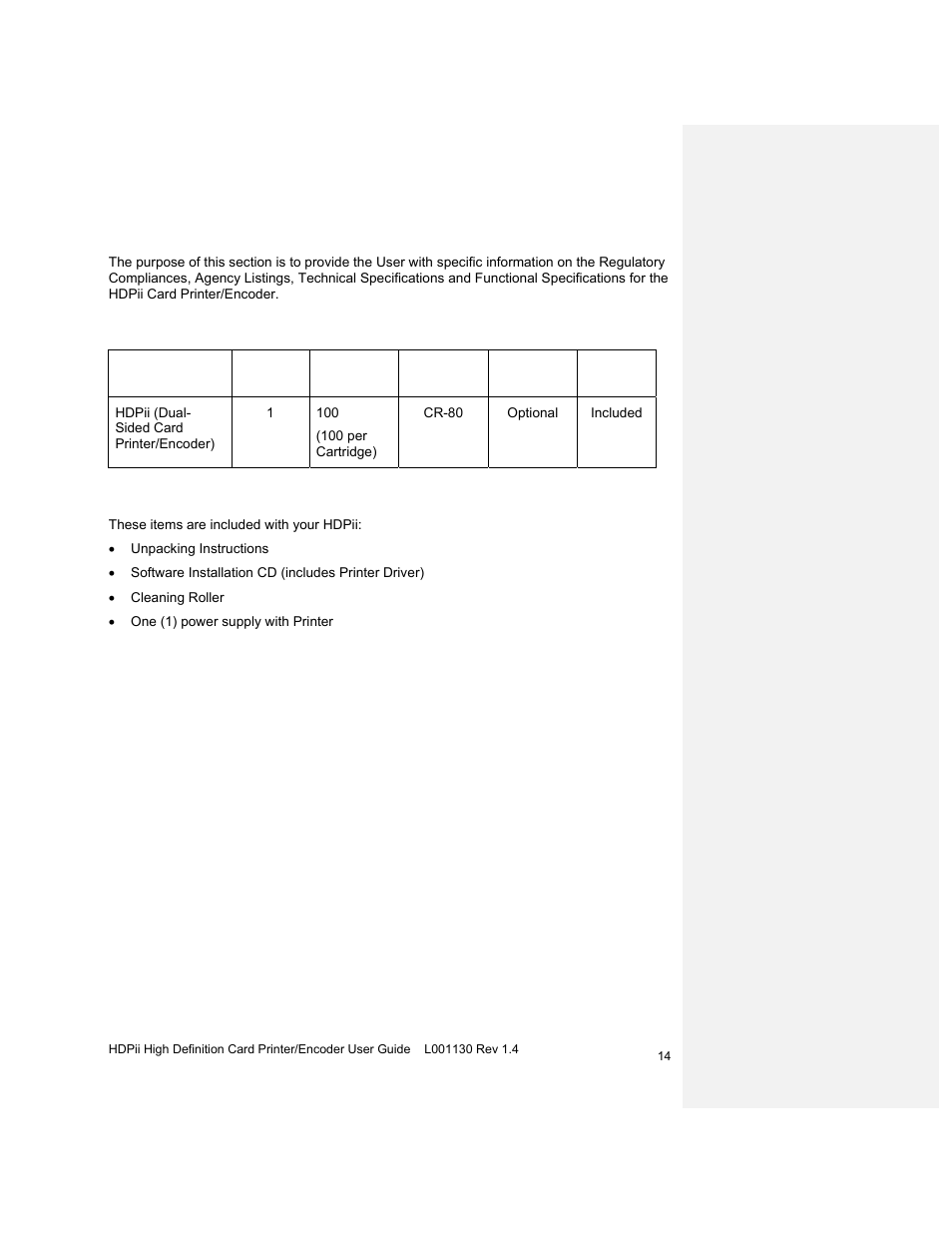 Introduction, Reviewing the hdpii printer overview table, Reviewing the hdpii package | HID FARGO HDPii User Guide User Manual | Page 14 / 310