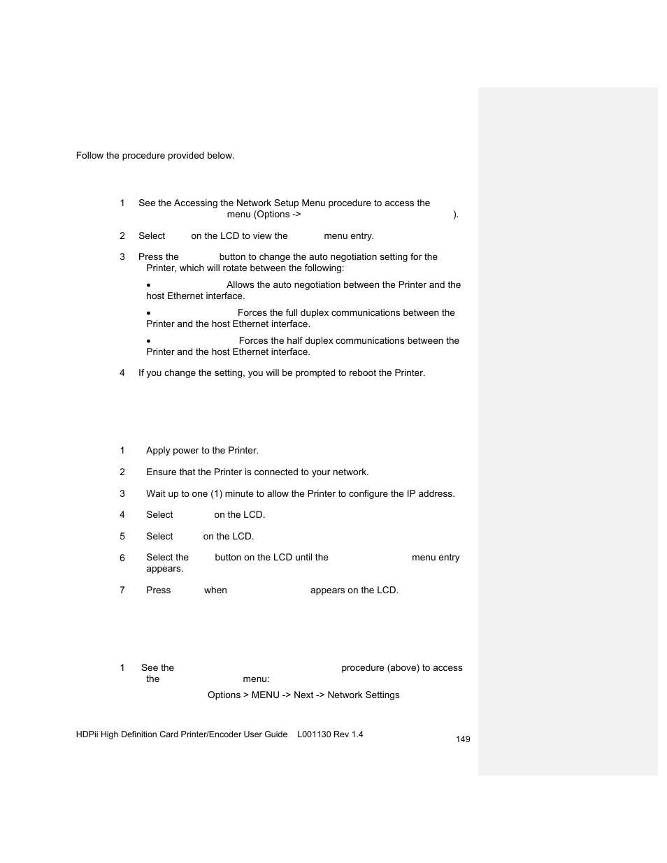 Accessing the network setup menu, Saving addresses | HID FARGO HDPii User Guide User Manual | Page 149 / 310