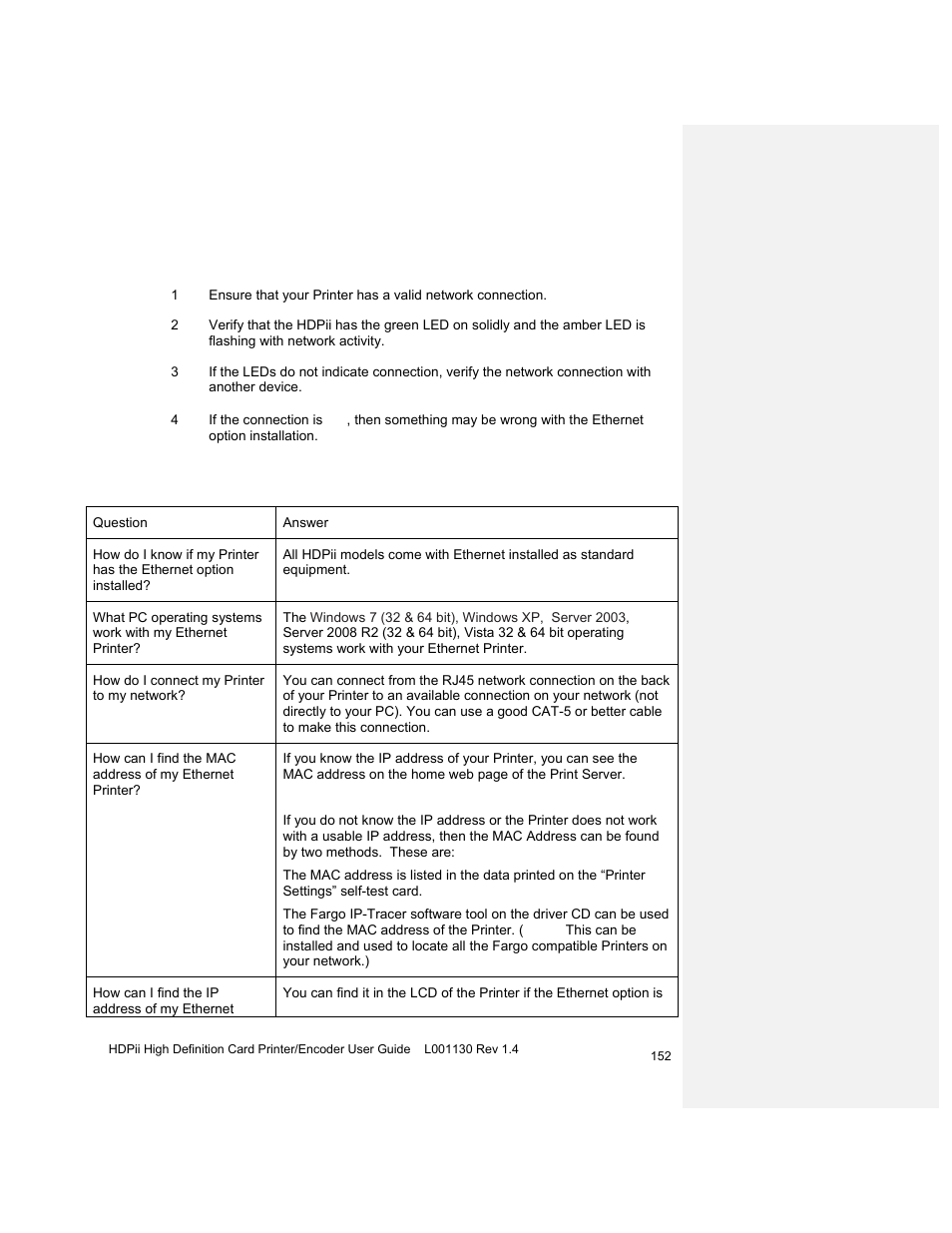 Verifying the printer connection, Reviewing frequently-asked questions | HID FARGO HDPii User Guide User Manual | Page 152 / 310