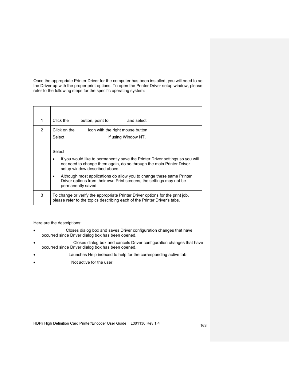 Setting up the printer driver, Setting up windows, Using the ok, cancel and help buttons | HID FARGO HDPii User Guide User Manual | Page 163 / 310