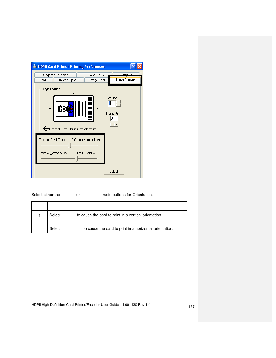 Setting the orientation | HID FARGO HDPii User Guide User Manual | Page 167 / 310