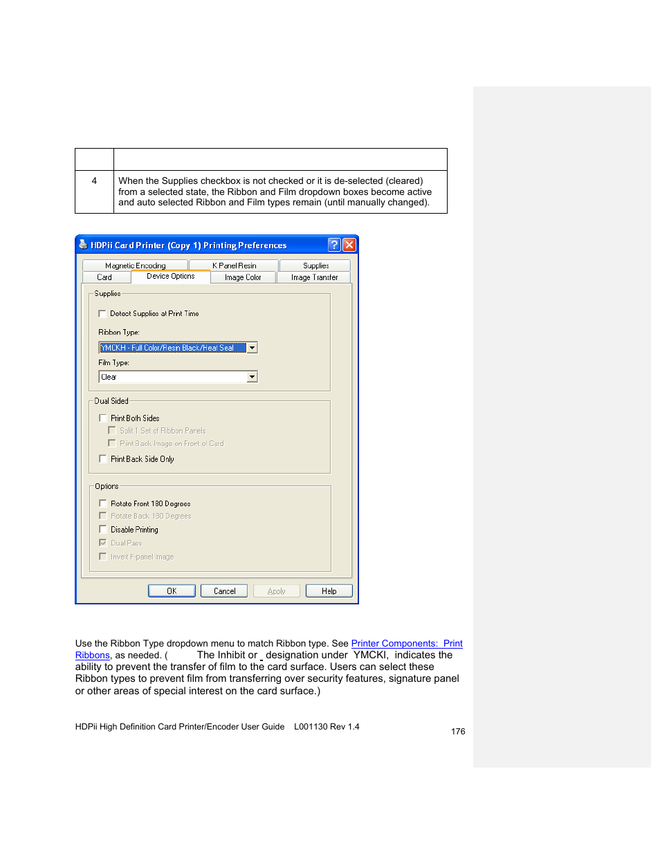 Adjusting the ribbon type | HID FARGO HDPii User Guide User Manual | Page 176 / 310