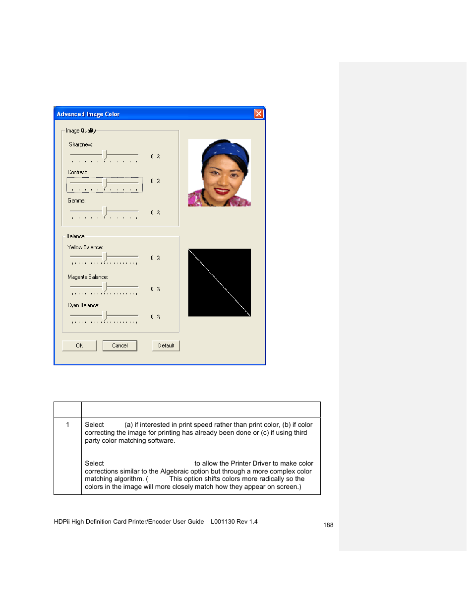 Using the quality – color matching dropdown | HID FARGO HDPii User Guide User Manual | Page 188 / 310