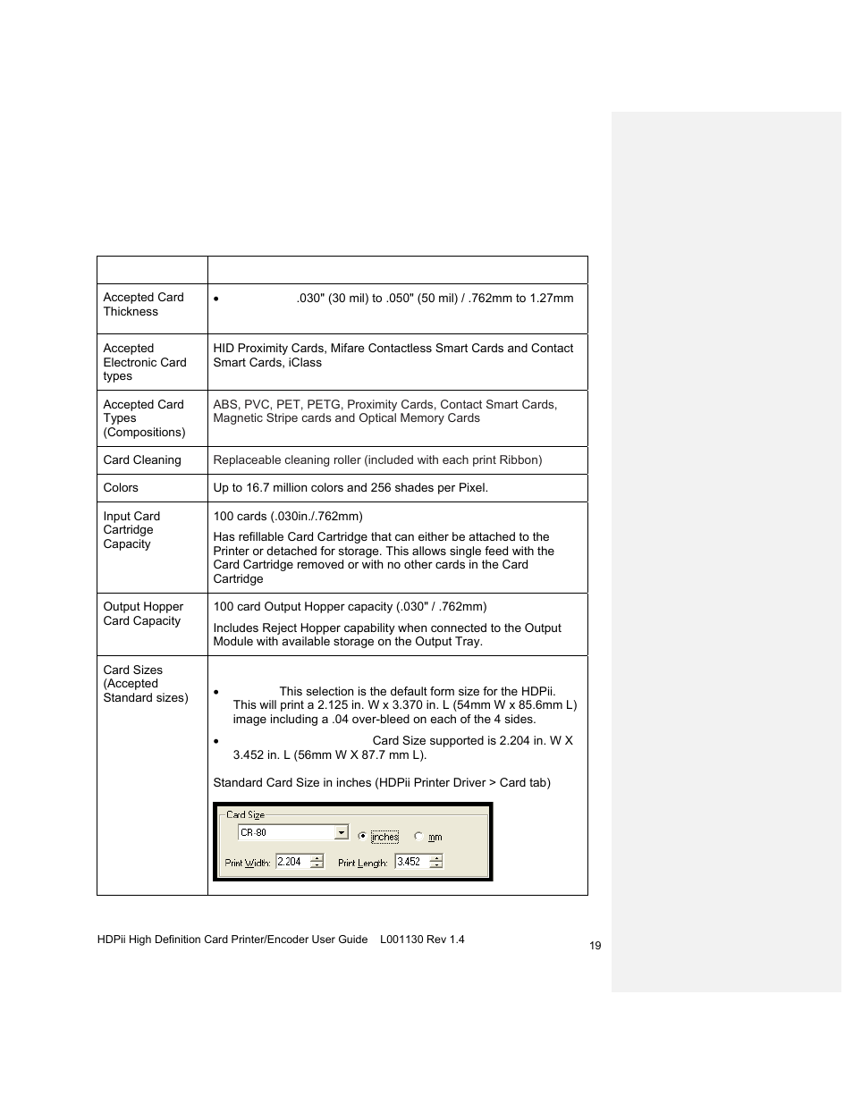 Technical specifications | HID FARGO HDPii User Guide User Manual | Page 19 / 310