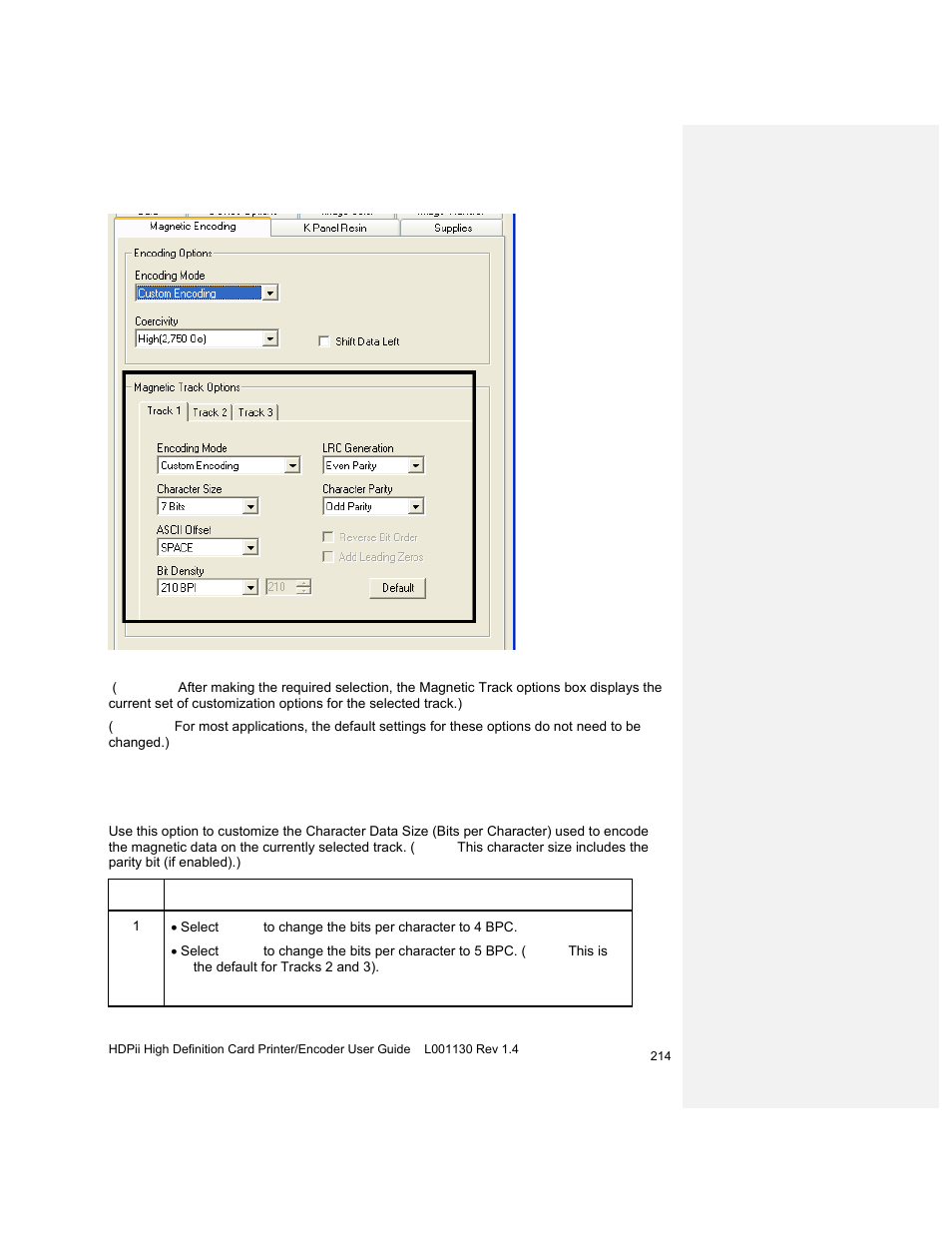 Using the character size buttons | HID FARGO HDPii User Guide User Manual | Page 214 / 310