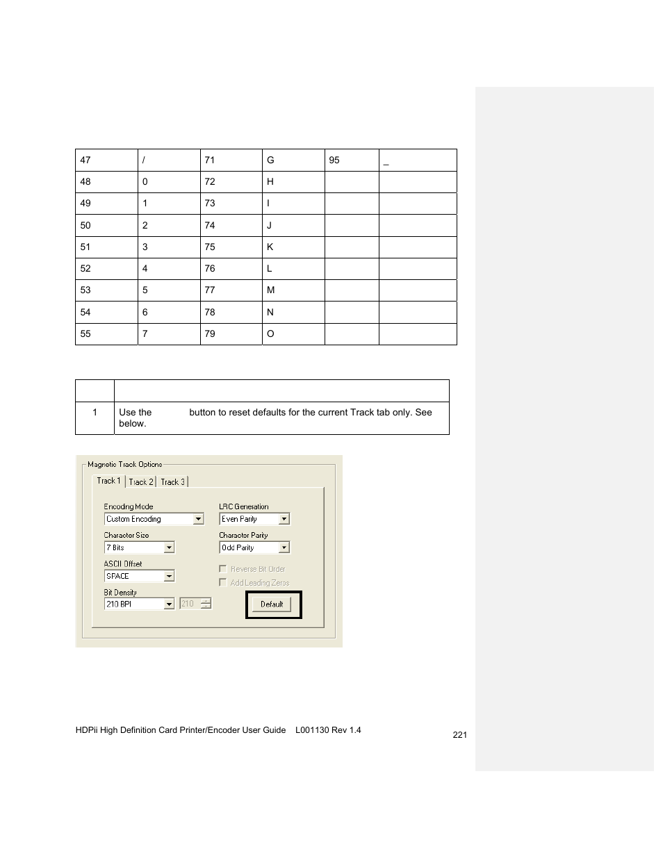 Using the default button (image transfer tab) | HID FARGO HDPii User Guide User Manual | Page 221 / 310