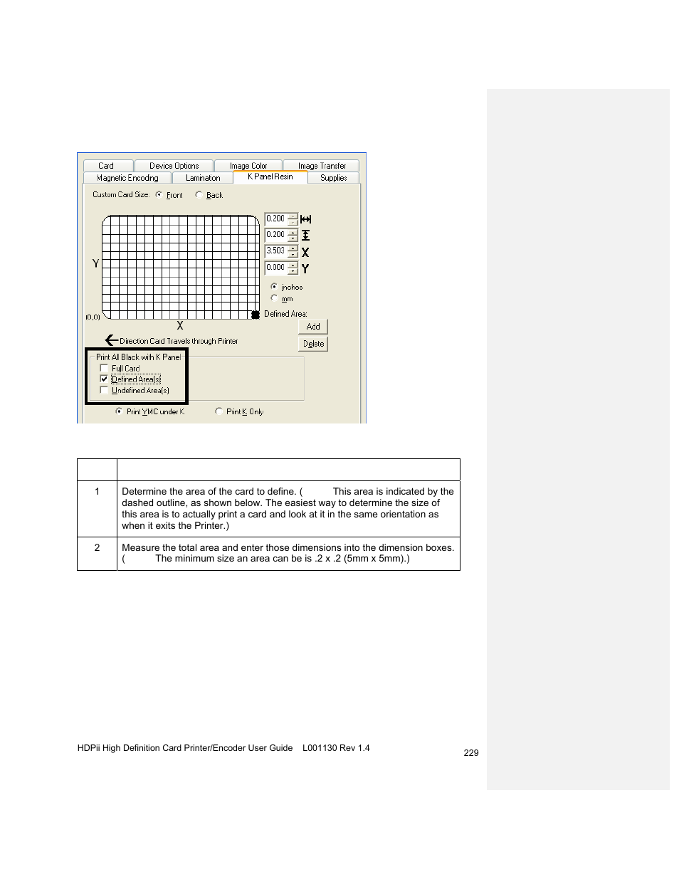 Measuring the total card area | HID FARGO HDPii User Guide User Manual | Page 229 / 310