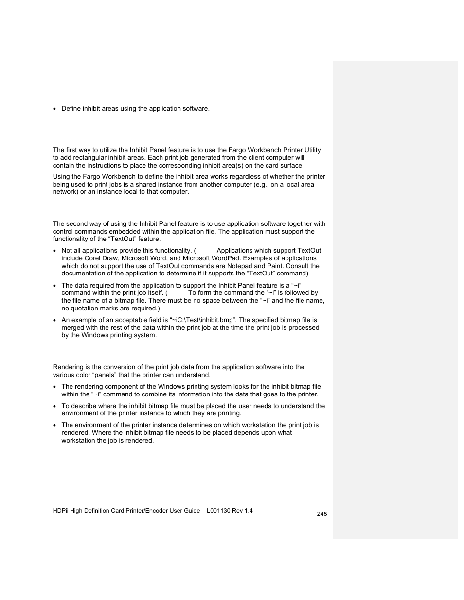 Using the application for inhibit area placement, Background information - windows printing system | HID FARGO HDPii User Guide User Manual | Page 245 / 310