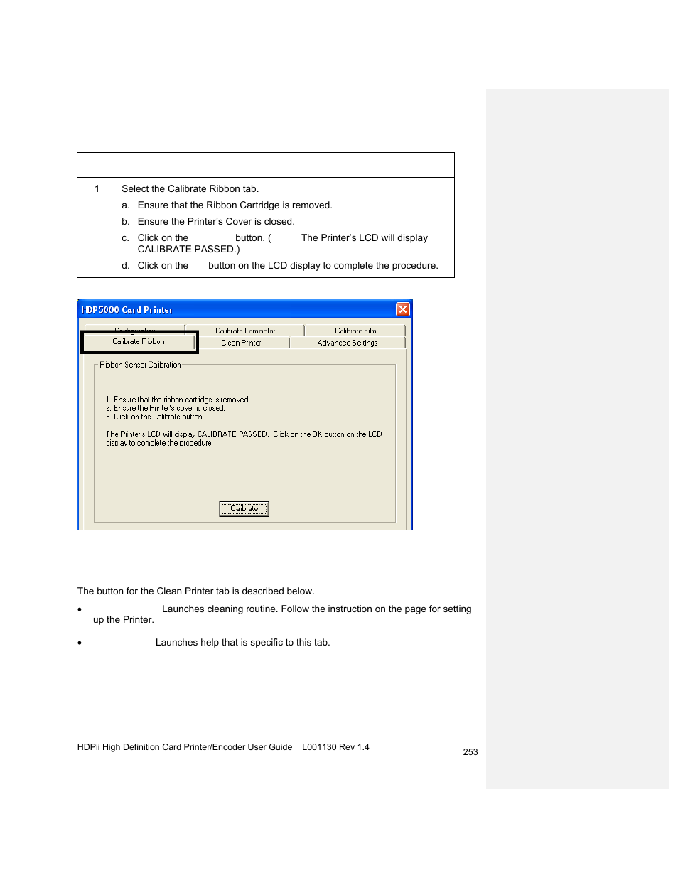 Selecting the clean printer tab | HID FARGO HDPii User Guide User Manual | Page 253 / 310