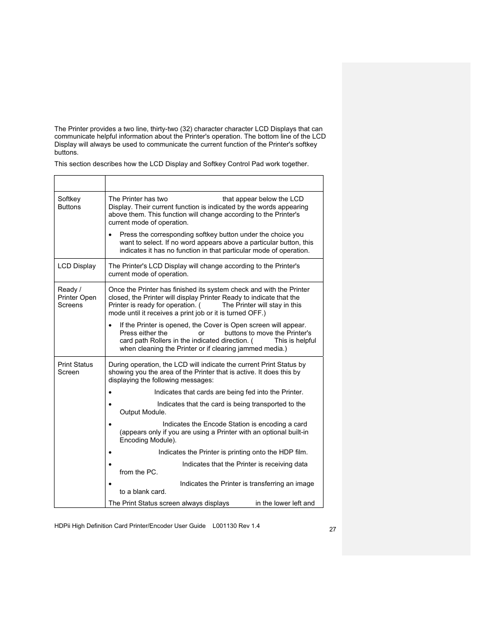 Printer components: lcd and softkey control pad | HID FARGO HDPii User Guide User Manual | Page 27 / 310