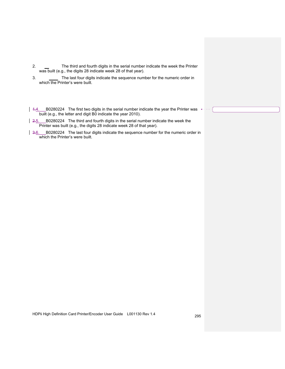 Reviewing example no. 2: serial number b0280224 | HID FARGO HDPii User Guide User Manual | Page 295 / 310