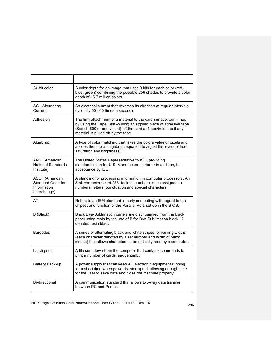 Section 15: glossary of terms | HID FARGO HDPii User Guide User Manual | Page 296 / 310