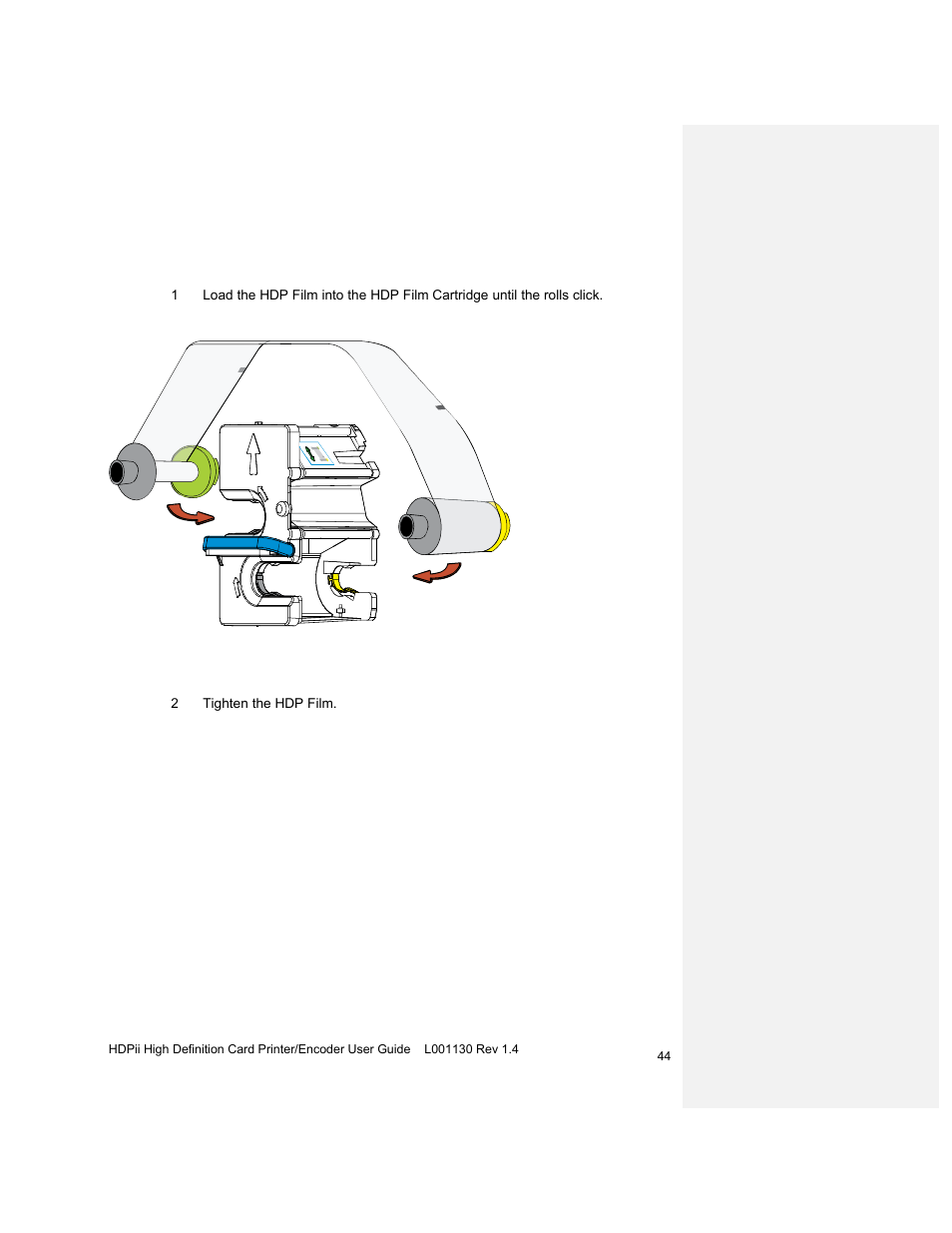 Loading the clear hdp transfer film | HID FARGO HDPii User Guide User Manual | Page 44 / 310