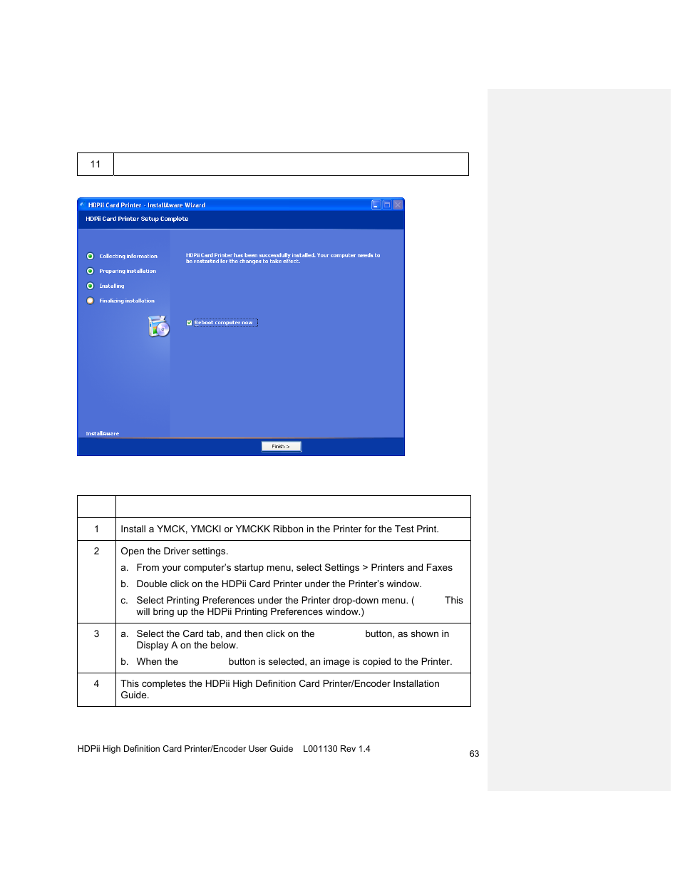 Printing a test print image | HID FARGO HDPii User Guide User Manual | Page 63 / 310