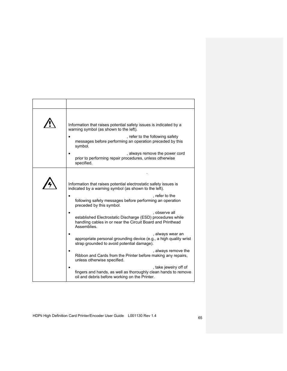 Section 4: accessory procedures, Safety messages (review carefully) | HID FARGO HDPii User Guide User Manual | Page 65 / 310