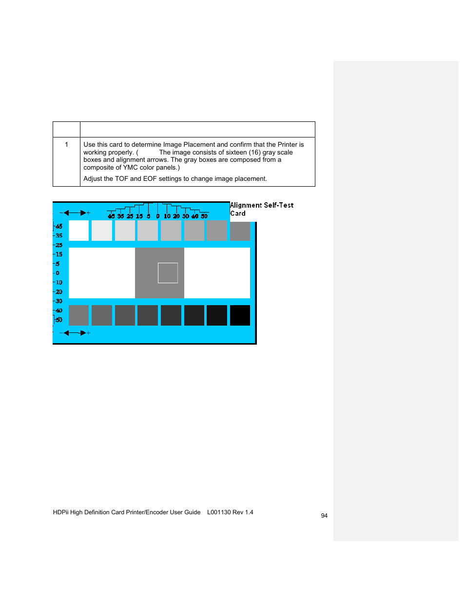 Reviewing the alignment self-test card | HID FARGO HDPii User Guide User Manual | Page 94 / 310