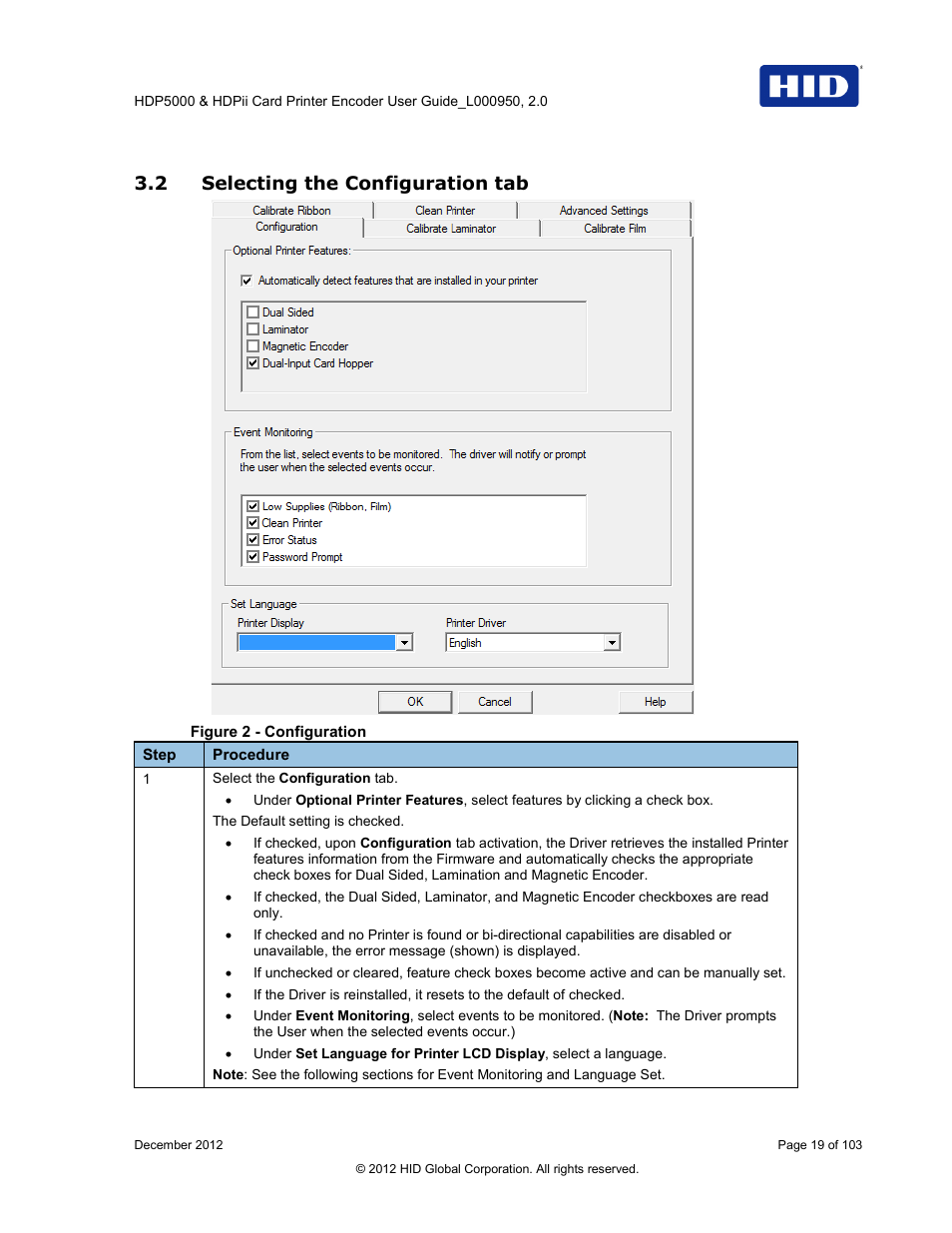 2 selecting the configuration tab, Selecting the configuration tab, Figure 2 - configuration | HID HDPii Plus User Guide 2.0 User Manual | Page 19 / 103