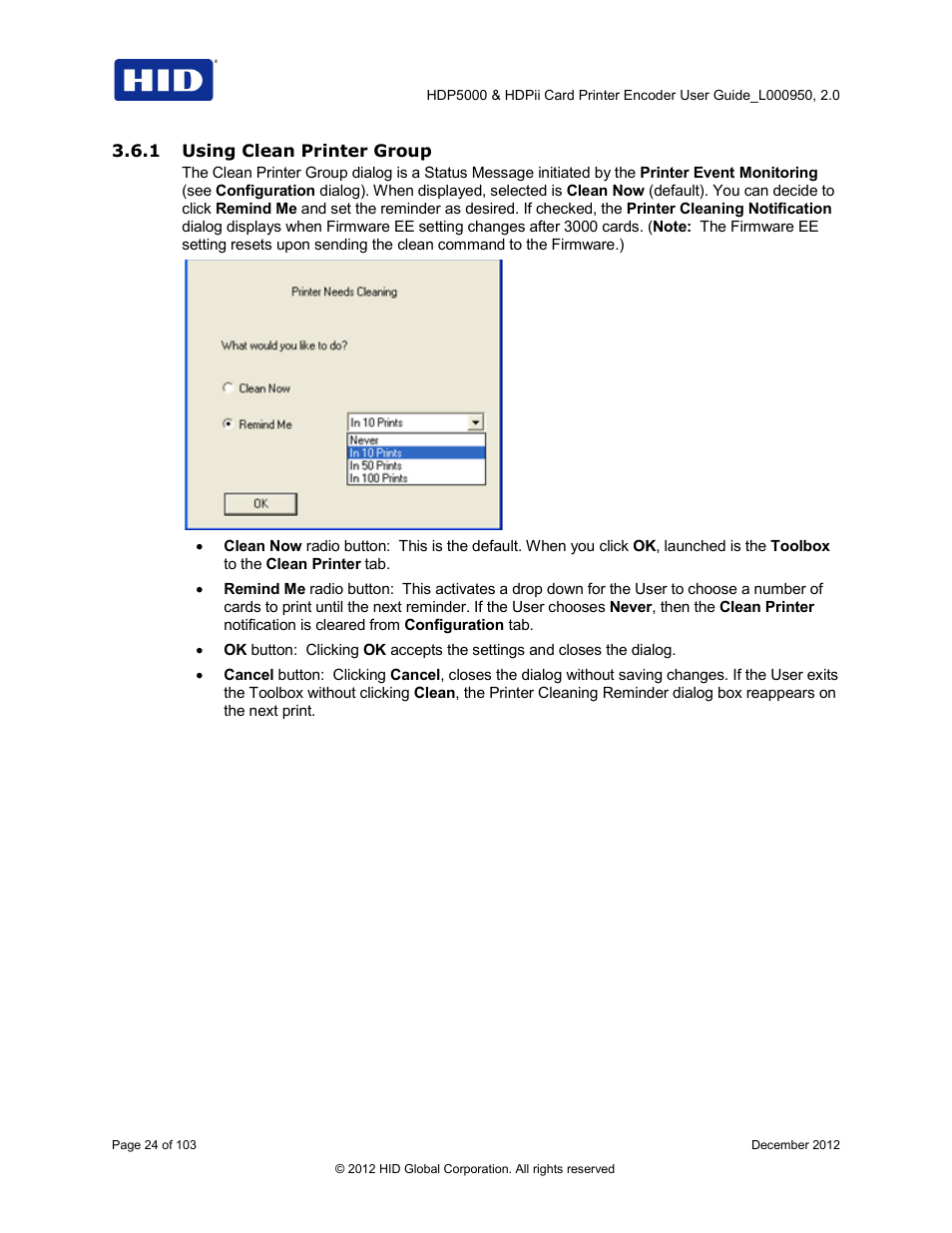 1 using clean printer group | HID HDPii Plus User Guide 2.0 User Manual | Page 24 / 103